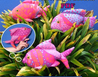 Sewing Pattern PDF Finger Pocket Fish "Net All 3" Puppet Style Action Toys for Children Full Sized Pattern pieces & Instructions.