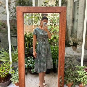 Green dress pink flowers discount