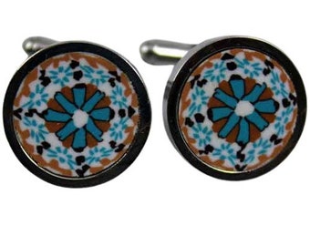 Floral cufflinks spring turquoise