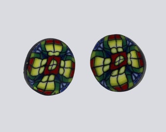 Round summer stained glass earrings