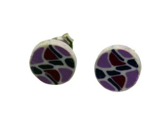 Purple summer mosaic earrings