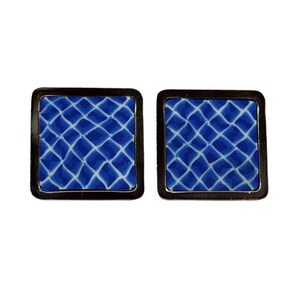Father of bride cufflinks. Blue Square Cufflinks
