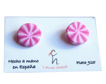 Candy accessories. Summer pink silver earring