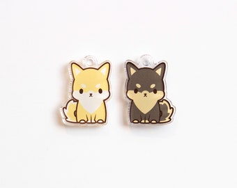 1 Inch Clear Acrylic Shiba Inu Keychain / Cell Phone Charm