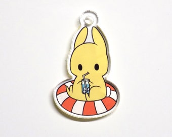 1 Inch Clear Acrylic Tubing Bunny Keychain / Cell Phone Charm (Limited Edition)