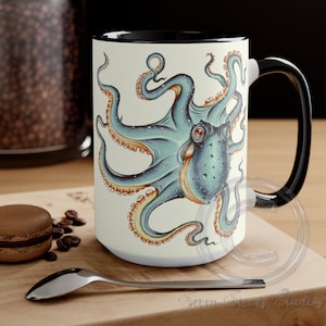 Light Teal Eggshell Octopus Kraken Tentacles Accent Mug
