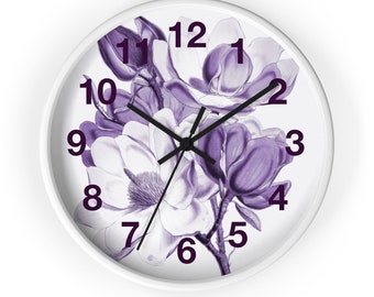 Seven Sirens Studios Purple Magnolia Wall Clock