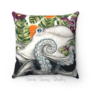 Octopus Exotic Ink Square Pillow