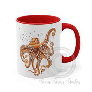 Dancing Octopus with Bubbles Accent Coffee Mug, 11oz