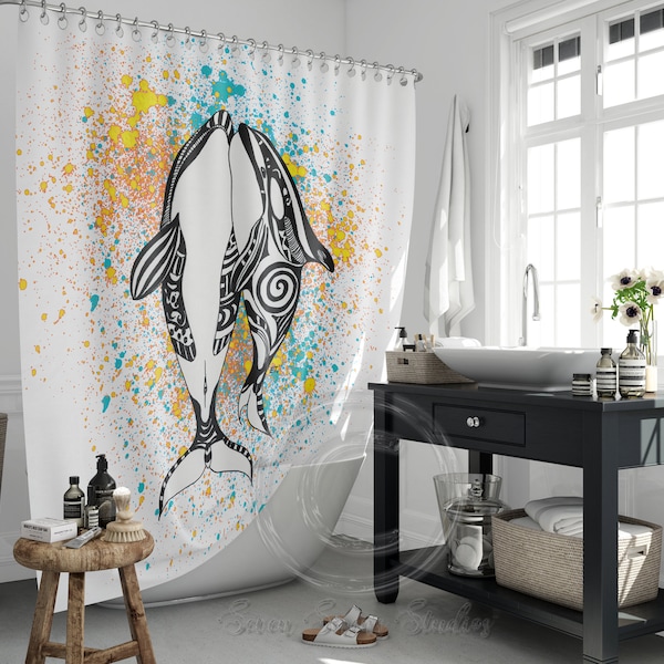 Whale Shower Curtain Etsy