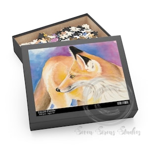 Red Fox Sunshine Purple Blue Fantasy Ink Watercolor Art Puzzle (120, 252, 500-Piece)