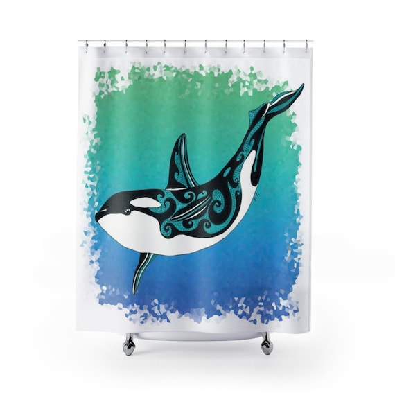 Orca Whale Whale Tribal Ink Art Shower Curtains Etsy