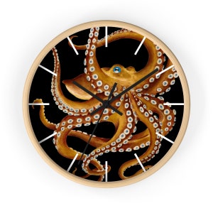 Seven Sirens Studios Brown Octopus Tentacles Dance Wall Clock