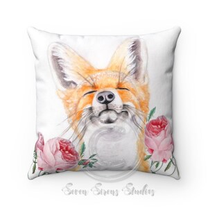 Fox And The Roses Square Pillow