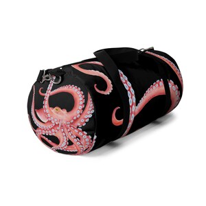 Red Octopus Black Duffle Bag