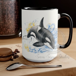 Watercolor Orca Whale Mug: Nautical Ocean Art Accent Mug