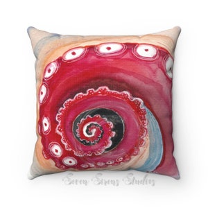 Red Tentacle Square Pillow