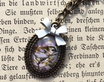 Necklace with blackberries and birds