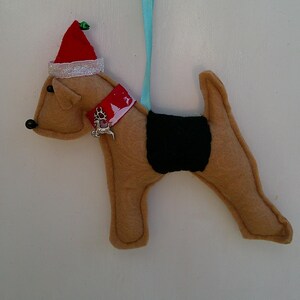 Handmade Christmas Airedale Terrier dog hanging decoration