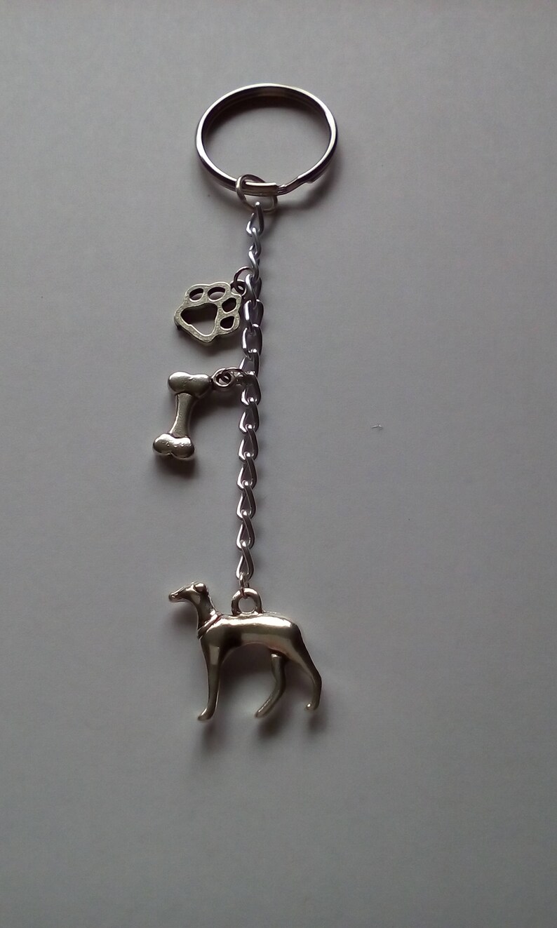 Greyhound Whippet Lurcher dog charm key ring key chain | Etsy