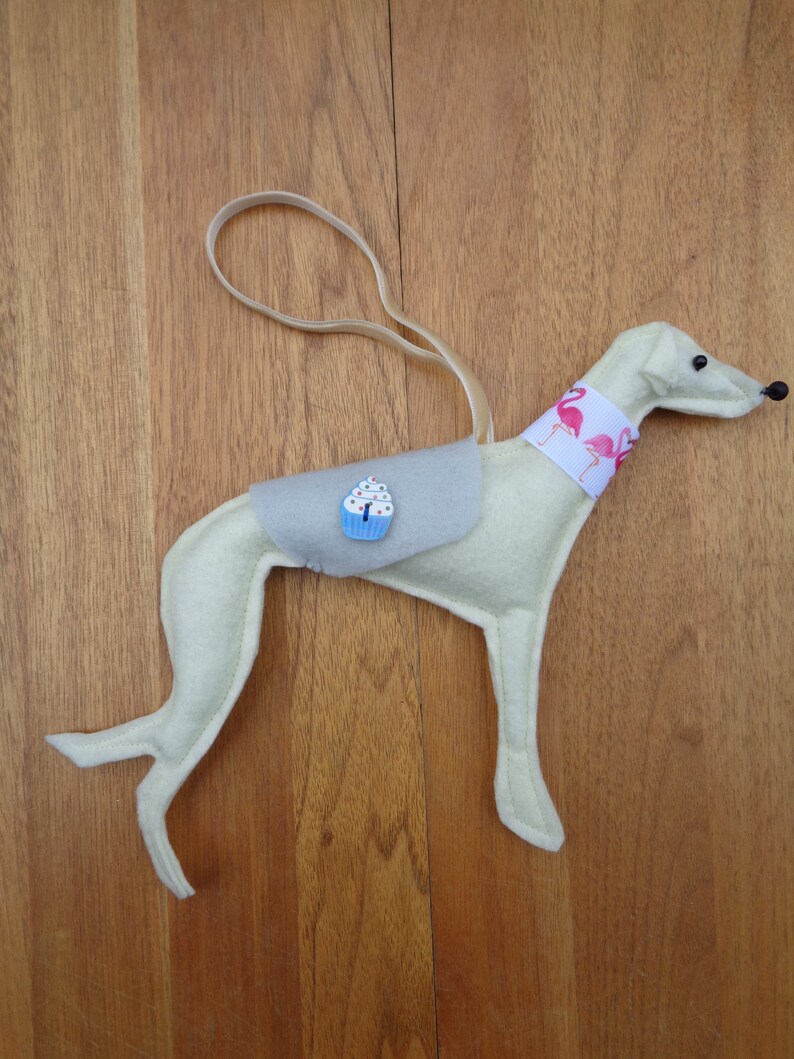 Hand made cream felt Greyhound Whippet Lurcher type dog Etsy
