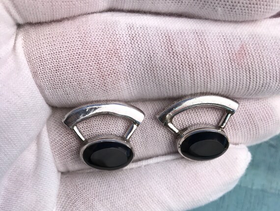 Mexico Onyx Sterling Silver Post Stud Earrings, 9… - image 2