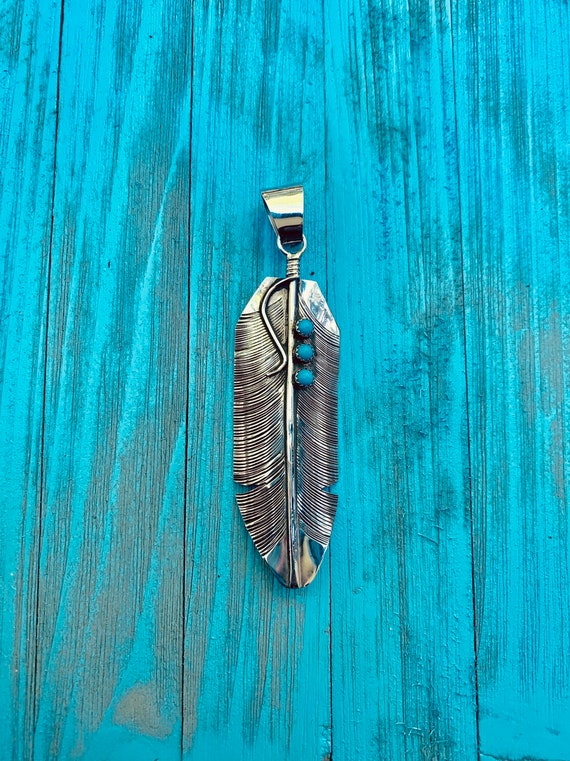 Big Navajo Turquoise Sterling Silver Native Americ
