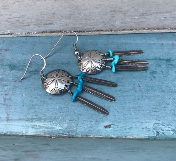 Very Rare Starbursting Vintage Native American Navajo Turquoise Sterling Silver Concho Belt Very Rare Starbursting Vintage Native American Navajo Turquoise Sterling Silver Concho Belt