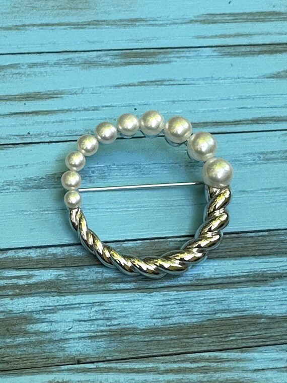 Honora Pearl Sterling Silver 925 Wreath Circle Brooch