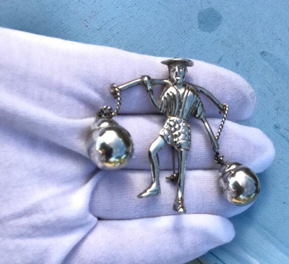 MEXICO Water Boy Sterling Silver 925 Brooch Pin o… - image 5
