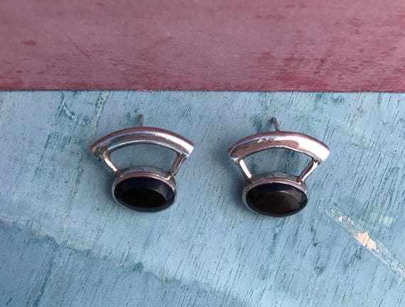 Mexico Onyx Sterling Silver Post Stud Earrings, 9… - image 5