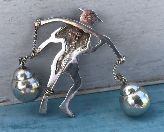 MEXICO Water Boy Sterling Silver 925 Brooch Pin o… - image 2