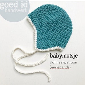 Haakpatroon babymutsje met oorflapjes in 5 maten (Nederlandse versie)
