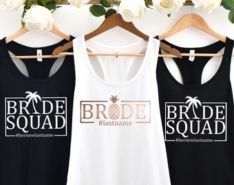 Beach Bachelorette Party Shirts, Palm Bachelorette Party, Pineapple Bachelorette Tanks, Bridesmaid Shirts, Bride Shirt, Bride Squad