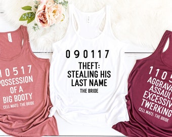 Bachelorette Party Shirts, Criminal Bachelorette, Mug Shot Shirts, Bridesmaid Shirt, Criminal Bridesmaid, Crime Party, Funny Bachelorette,