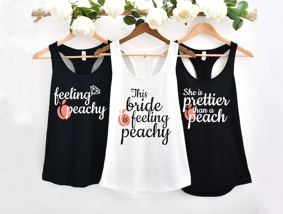 Peachy Bride and Bride's Peaches Shirts, Southern Bachelorette Shirts, Peach Bachelorette Tees, Georgia Bachelorette Shirts, Savannah