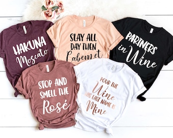 10 Unisex Crew neck Wine Bachelorette Party Shirts, Winery Bachelorette Shirts, Hakuna Moscato, Wine Tasting Shirt, Funny Wine Shirts,