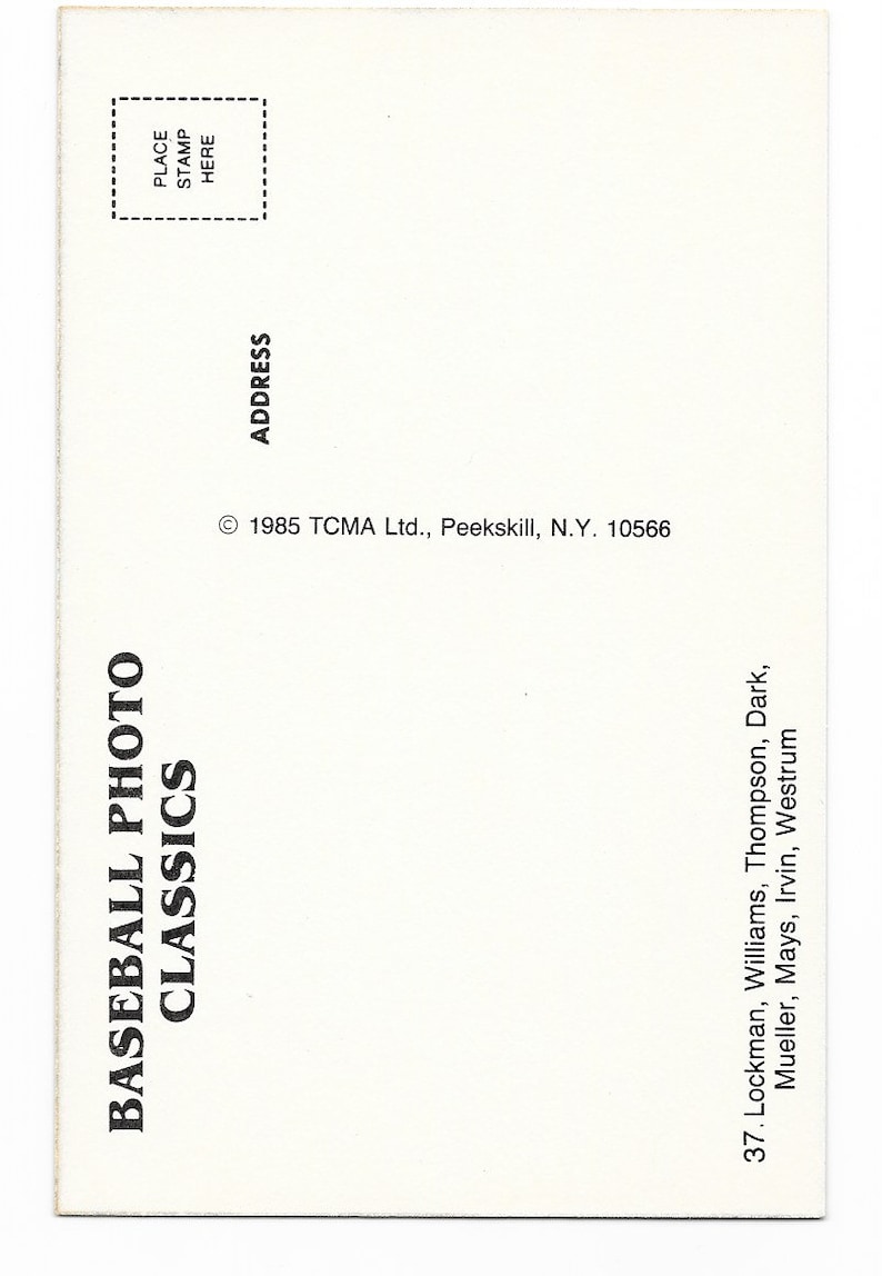 1985 TCMA New York Giants WILLIE MAYS Postcard Baseball Photo Classics #37