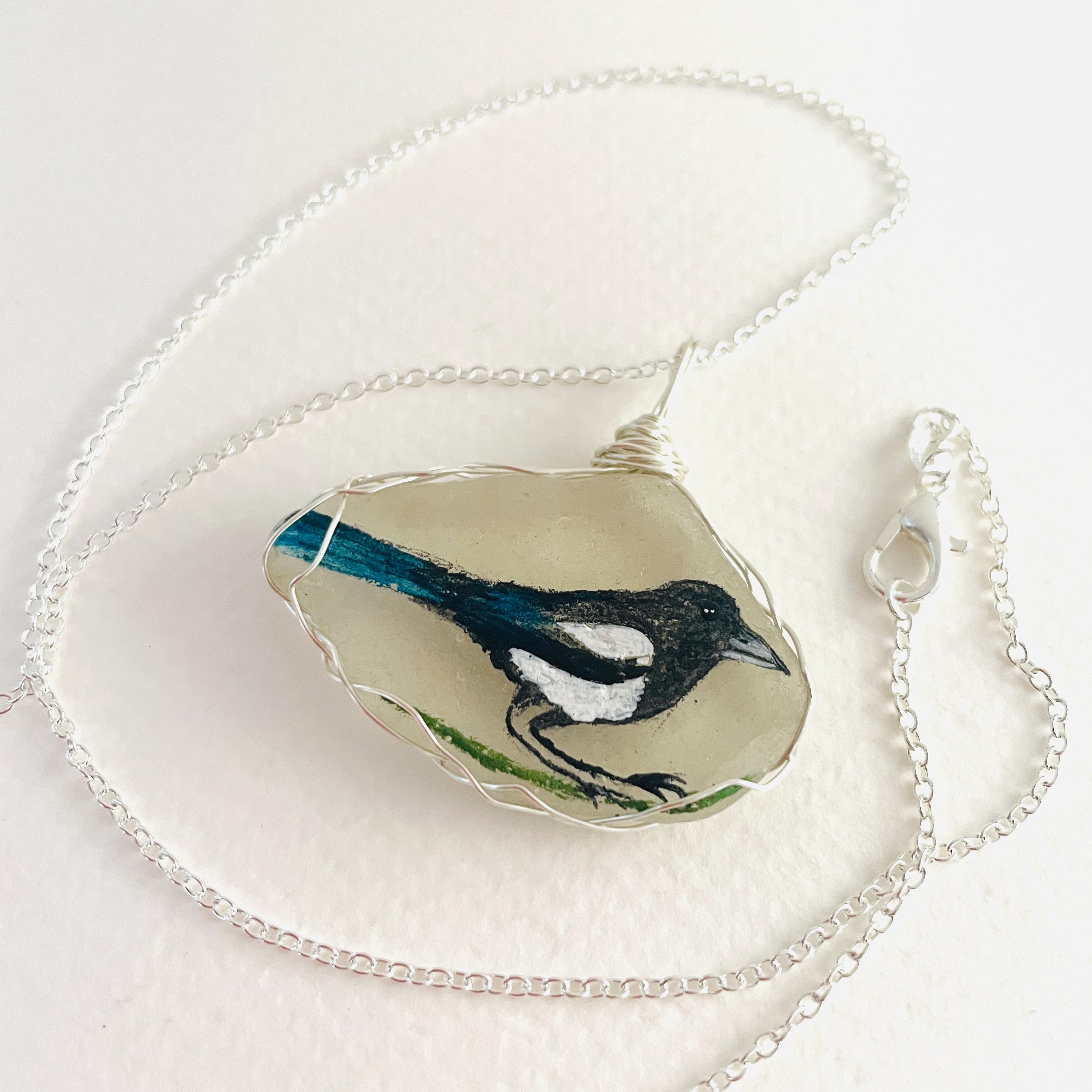 Collier Pie En Argent Sterling 925 - Bijou Nature & Oiseau - Cadeau Pour Amoureux Des Oiseaux