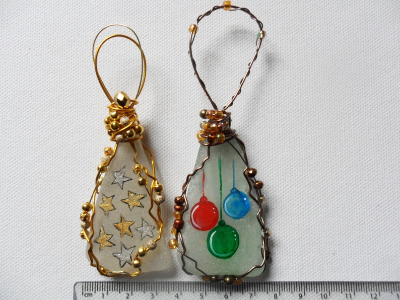 Sea Glass Hand Painted Art Christmas Tree Decorations Wire - Etsy