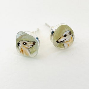 Meerkat hand painted stud earrings - Painted on english Sea glass
