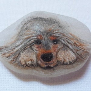 Miniature pet paintings to order from your photo - Original acrylic miniature painting on English sea glass