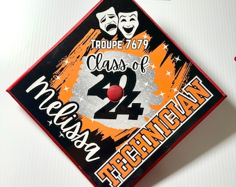 Graduation Cap Theatre Topper, graduation topper. custom grad cap, theater graduation, senior class of 2024, theater tech, technical theatre