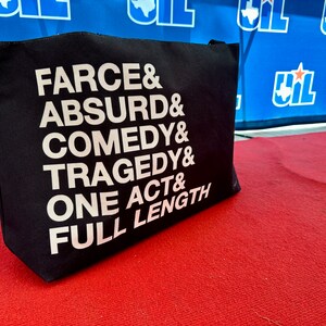 Script Genres Oversized Tote Bag, theatre gifts, theater nerd, drama director tote, stage manager, theatre teacher tote, play scripts