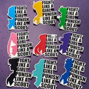 Single Scout, Punish Like A Scout Sticker (Head Version), feminist stickers, bottle stickers, girl power, vinyl decal, anime, moon princess,