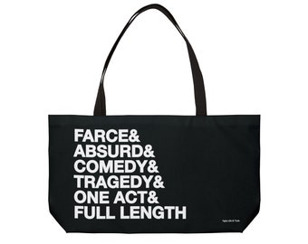 Script Genres Oversized Tote Bag, theatre gifts, theater nerd, drama director tote, stage manager, theatre teacher tote, play scripts