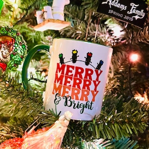Merry and Bright Mug, theatre christmas, tacky sweater, theatre lighting, stage manager, happy holiday mug, theatre teacher, xmas lights