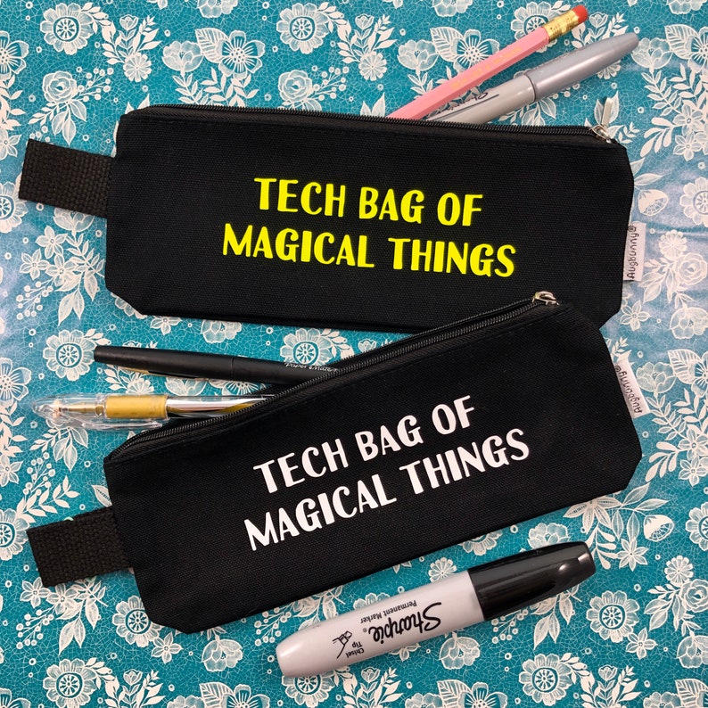 Tech Bag of Magical Things, pencil bag, pouch, fluorescent, glow in the dark, stage manager, technician, backstage, theatre bag, pencil case 