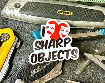 Sharp Objects Sticker, theatre designer, technician, maker, artist, crafter, theatre director teacher, drama masks, papercraft, costumer,