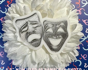 LARGE Theatre Masks Homecoming Trinkets SILVER, drama trinkets, senior homecoming mums, football season, texas mums decorations